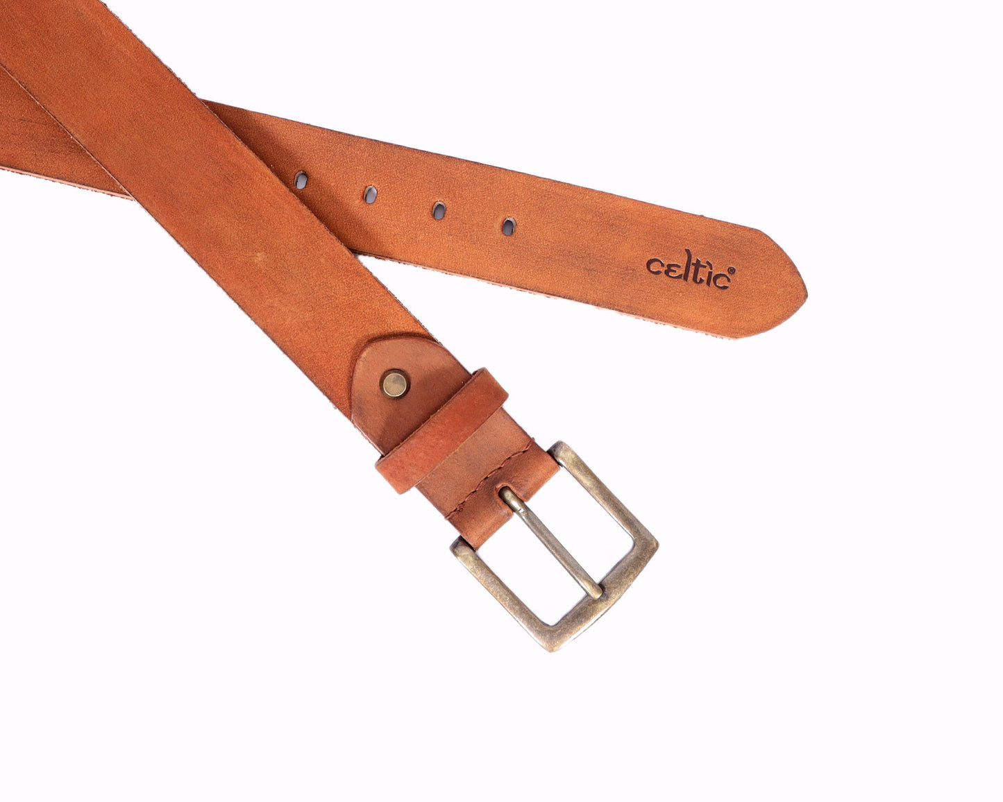 Premium Tan Leather Belt With Golden Buckle, Art: LB-823 Pack of 50
