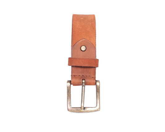 Premium Tan Leather Belt With Golden Buckle, Art: LB-823 Pack of 50