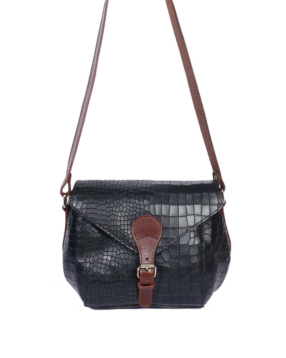 Elevate Your Style with Our Black Croro Leather Sling Bag. Art: BG-1460 Pack of 25
