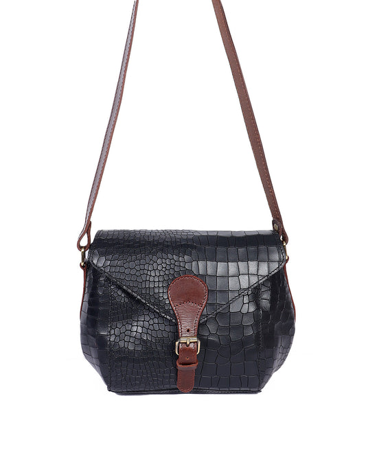 Elevate Your Style with Our Black Croro Leather Sling Bag. Art: BG-1460 Pack of 25