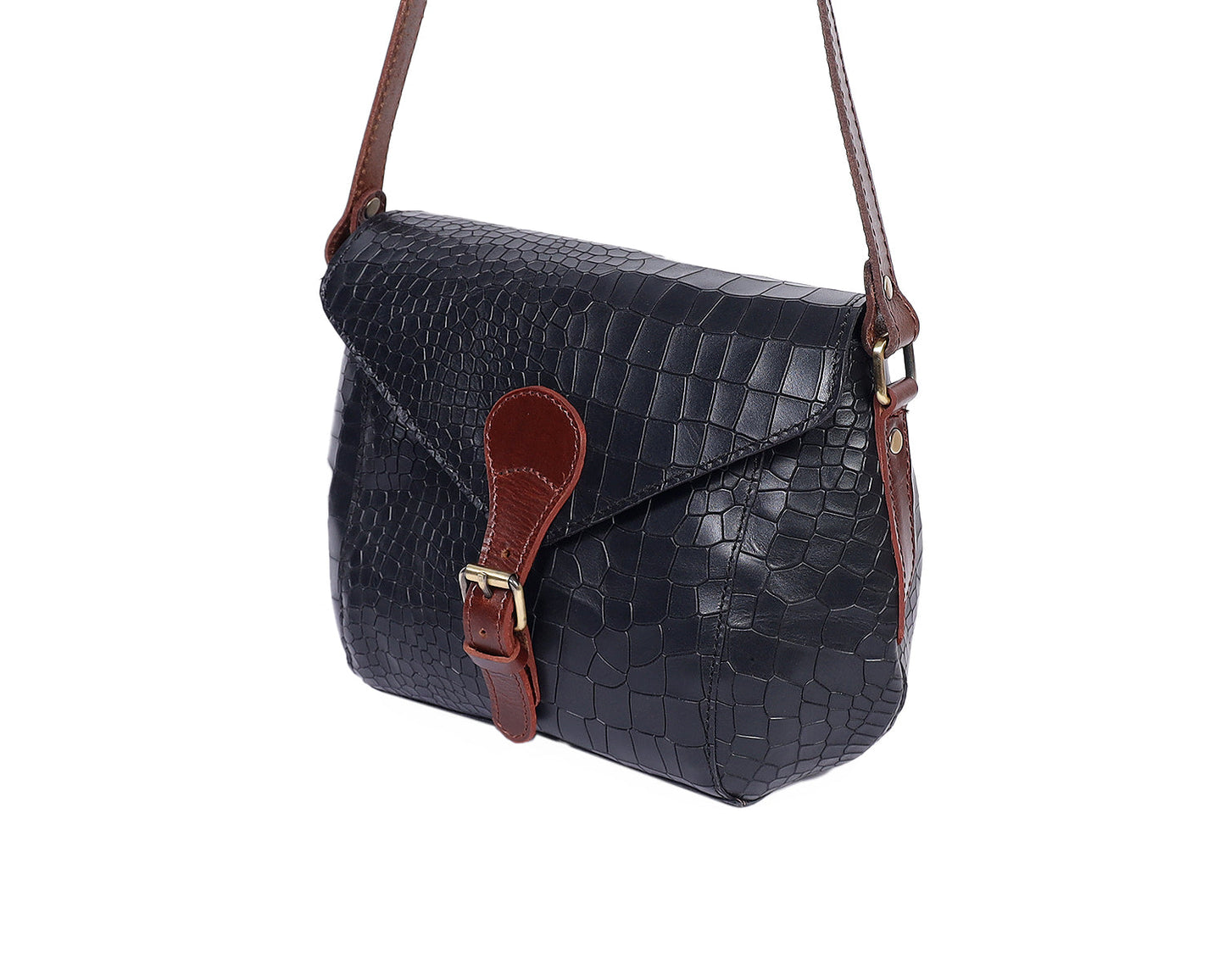 Elevate Your Style with Our Black Croro Leather Sling Bag. Art: BG-1460 Pack of 25
