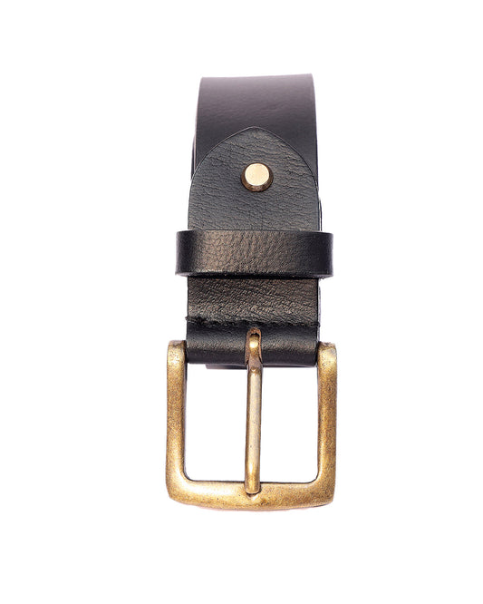 Premium Black Leather Belt With Golden Buckle,Art: LB-738 Pack of 50