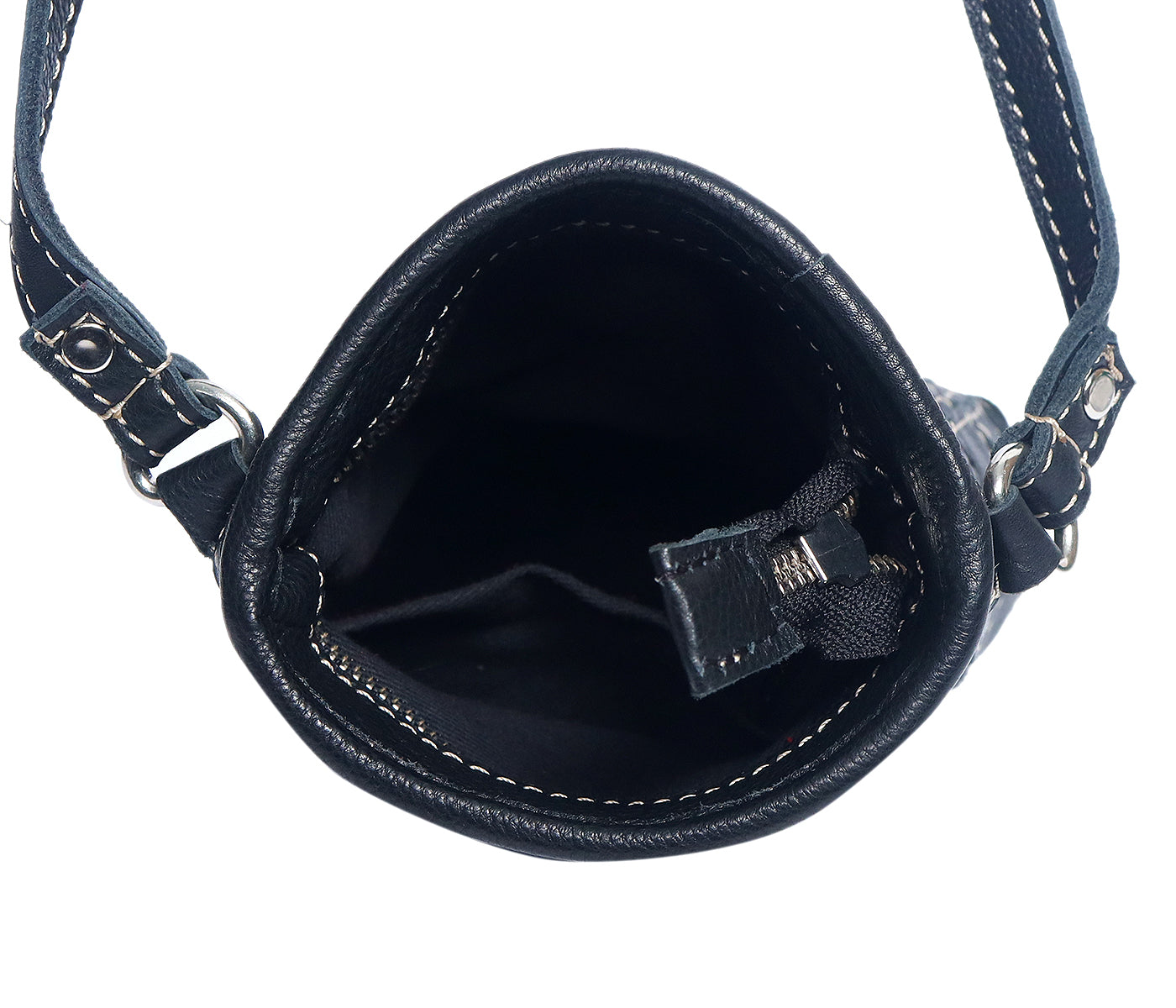 Elegance Redefined: Black Leather Sling Bag with White Stitching. Art: BG-1477 Pack of 25
