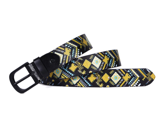 "Vibrant Chic: Stand Out with Leather Yellow Printing Belts" Art: LB-819 Pack of 50