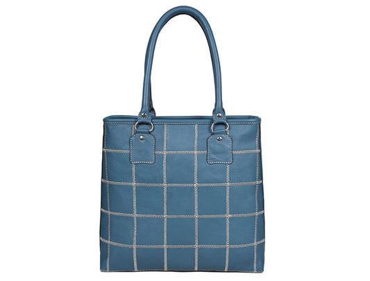 "Chic Blue Tote: Elevate Your Style with Trendy Leather Accents."  Art: BG-1518-Z Pack of 25