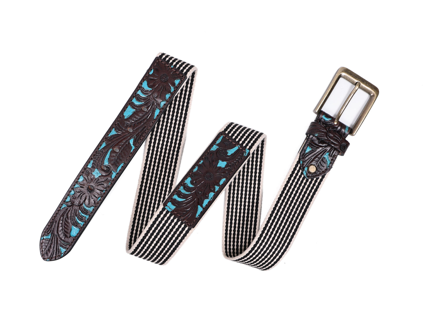 Artisan Elegance:  Leather Hand-Tooled and Webbing Belt. Art: LB-825 Pack of 50