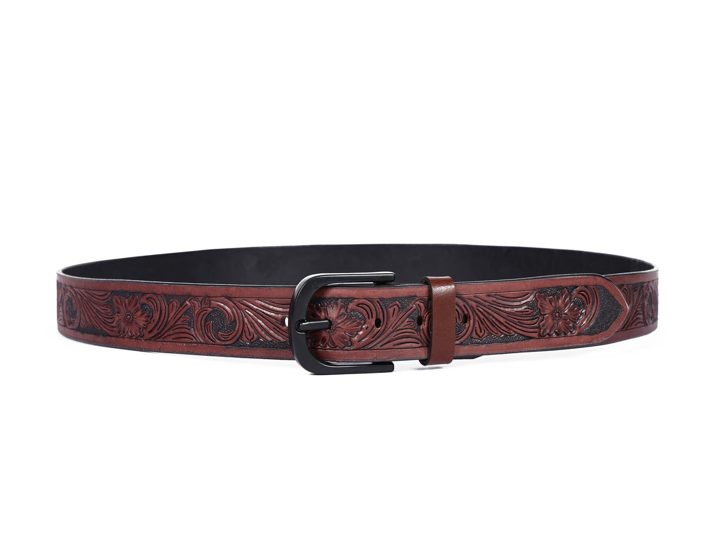 "Bespoke Elegance: Brown Hand Carving Leather Belt for Timeless Style" Art: LB-807 Pack of 50