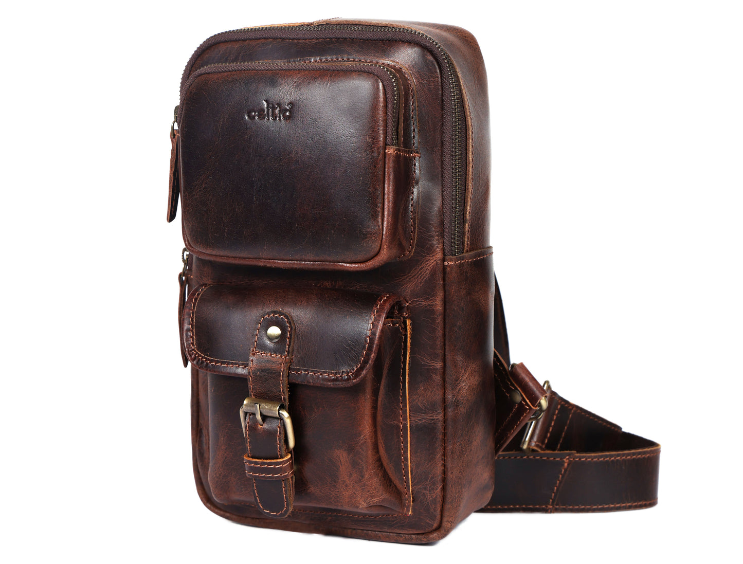 Brown Small Crossbody Leather Bag" Art: BG-1617 Pack of 25
