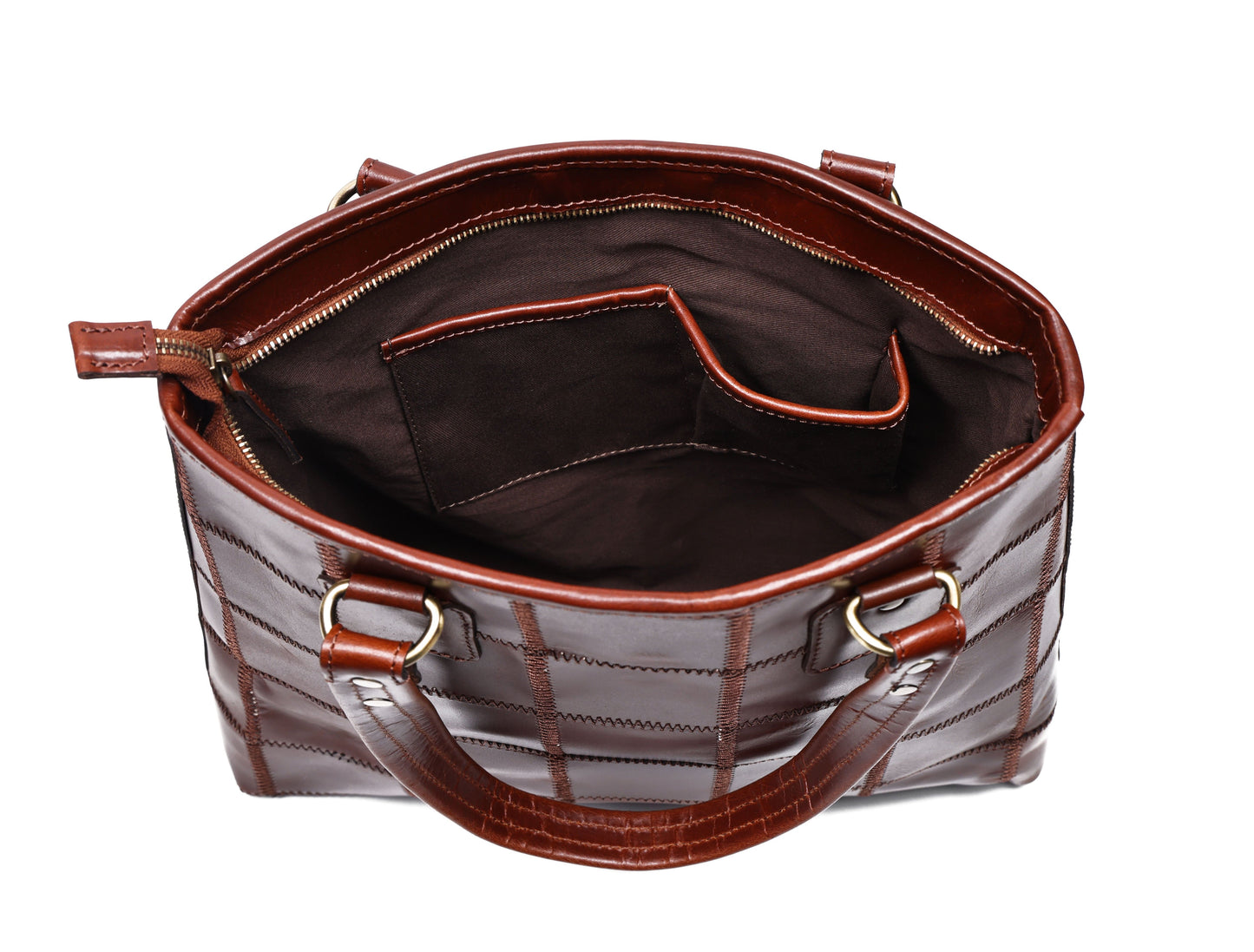 "Chic Contrast: Brown Tote Bag with Stylish Stitching for Timeless Elegance" Art: BG-1526-Z Pack of 25