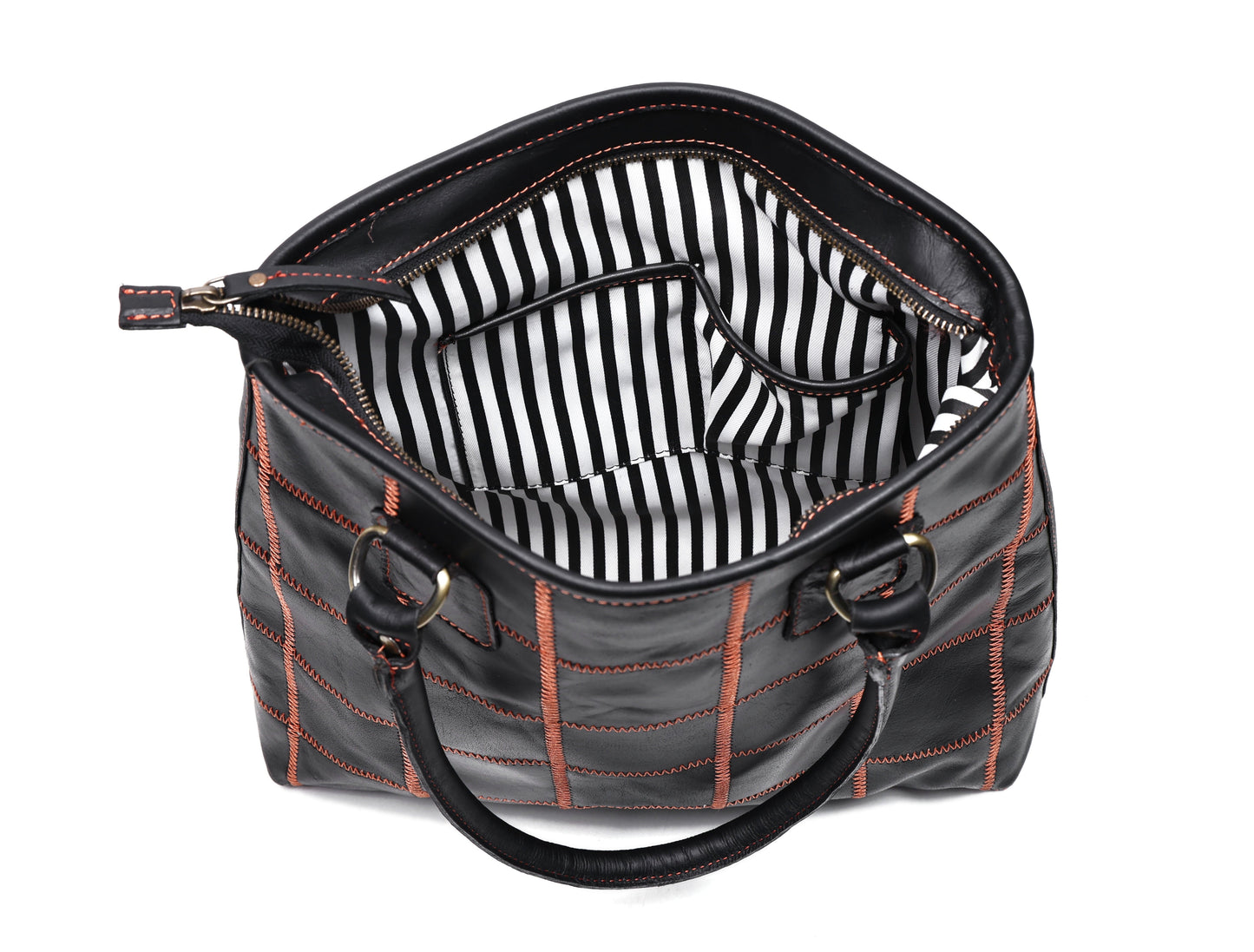 "Bold Fusion: Black Tote Bag with Orange Stitching - Elevate Your Style with Vibrant Contrast"  Art: BG-1143-Z Pack of 25
