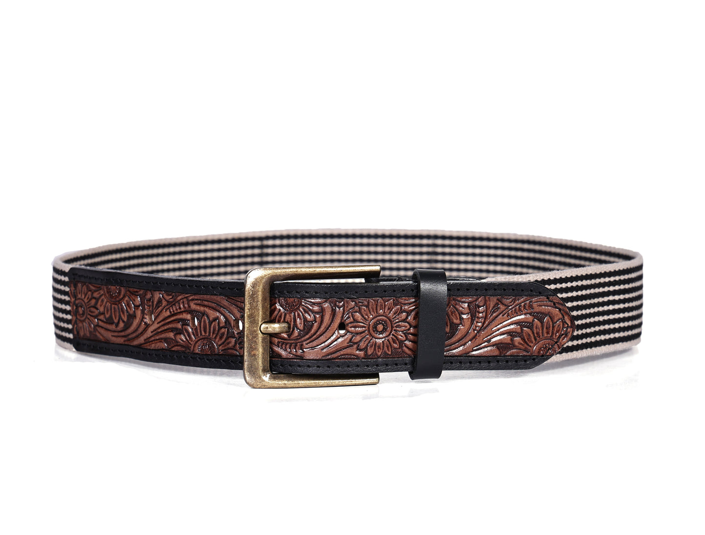 Artisan Elegance: Leather Hand-Tooled and Webbing Belt – A Perfect Blend of Tradition and Modern Style.    Art: LB-828 Pack of 50