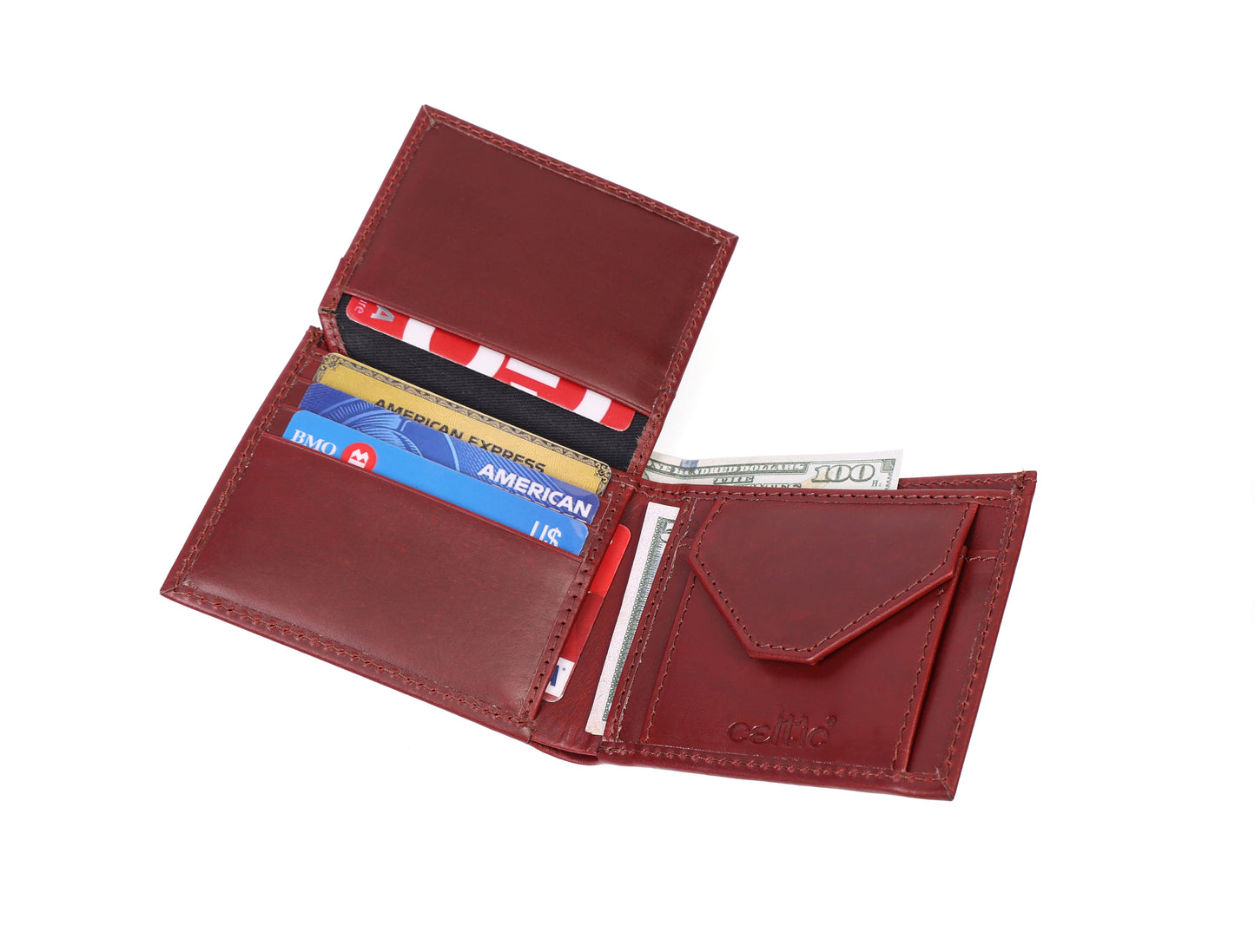 Burgundy Handmade Leather Wallet - Unique Elegance Crafted by Hand, Art:- LA-1411 Pack of 50