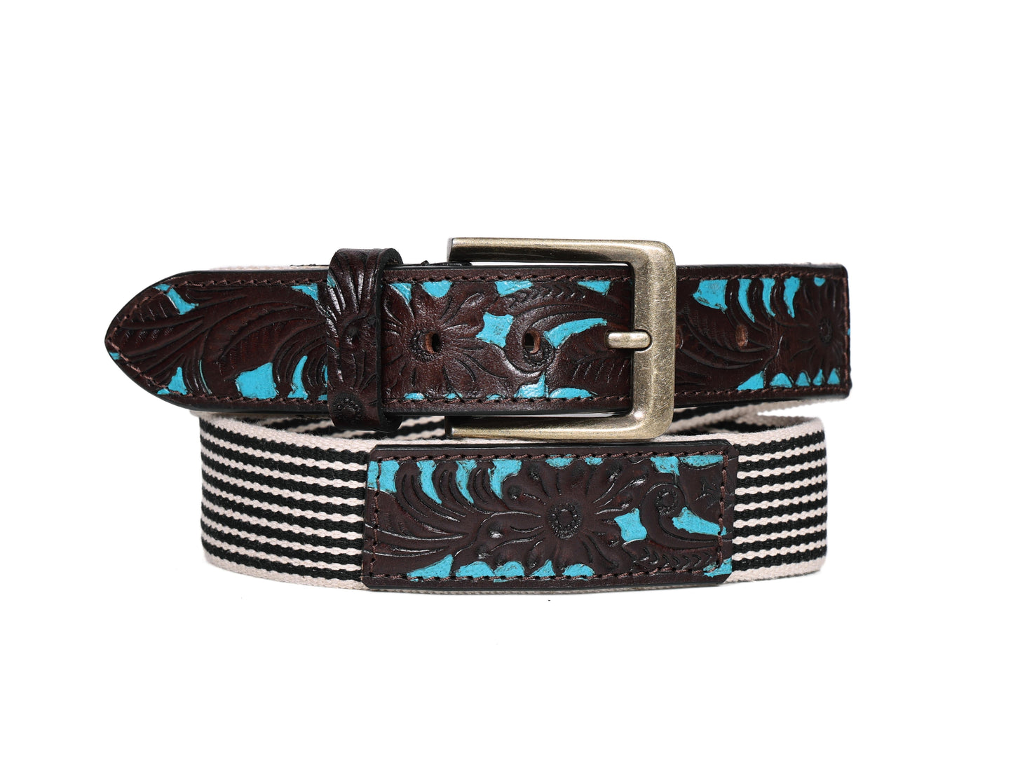 Artisan Elegance:  Leather Hand-Tooled and Webbing Belt. Art: LB-825 Pack of 50