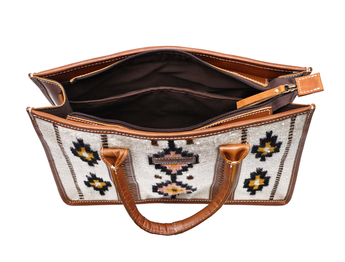 Brown Tote Bag with High-Quality Fabric and Leather, Art: BG-1752 Pack of 25