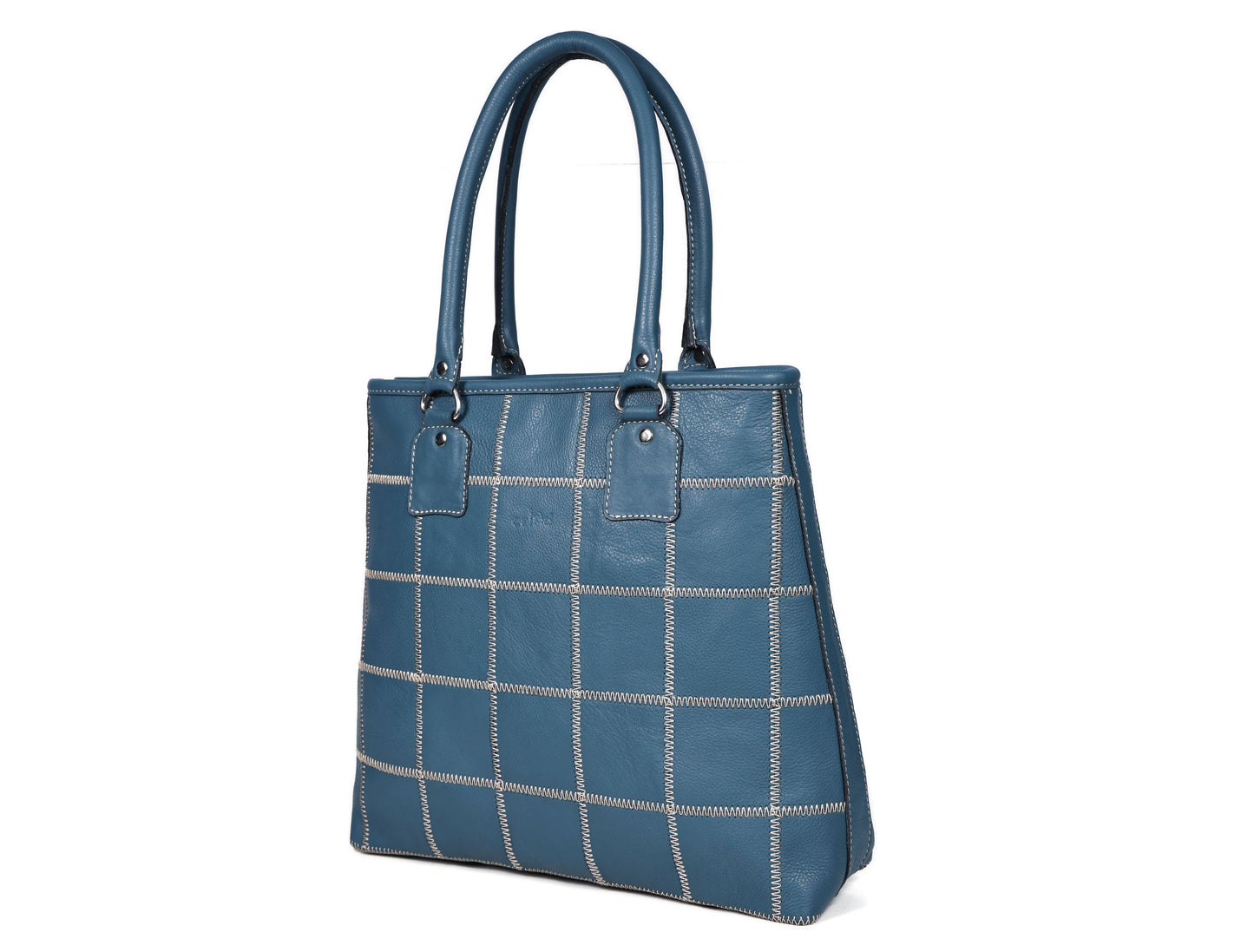 "Chic Blue Tote: Elevate Your Style with Trendy Leather Accents."  Art: BG-1518-Z Pack of 25