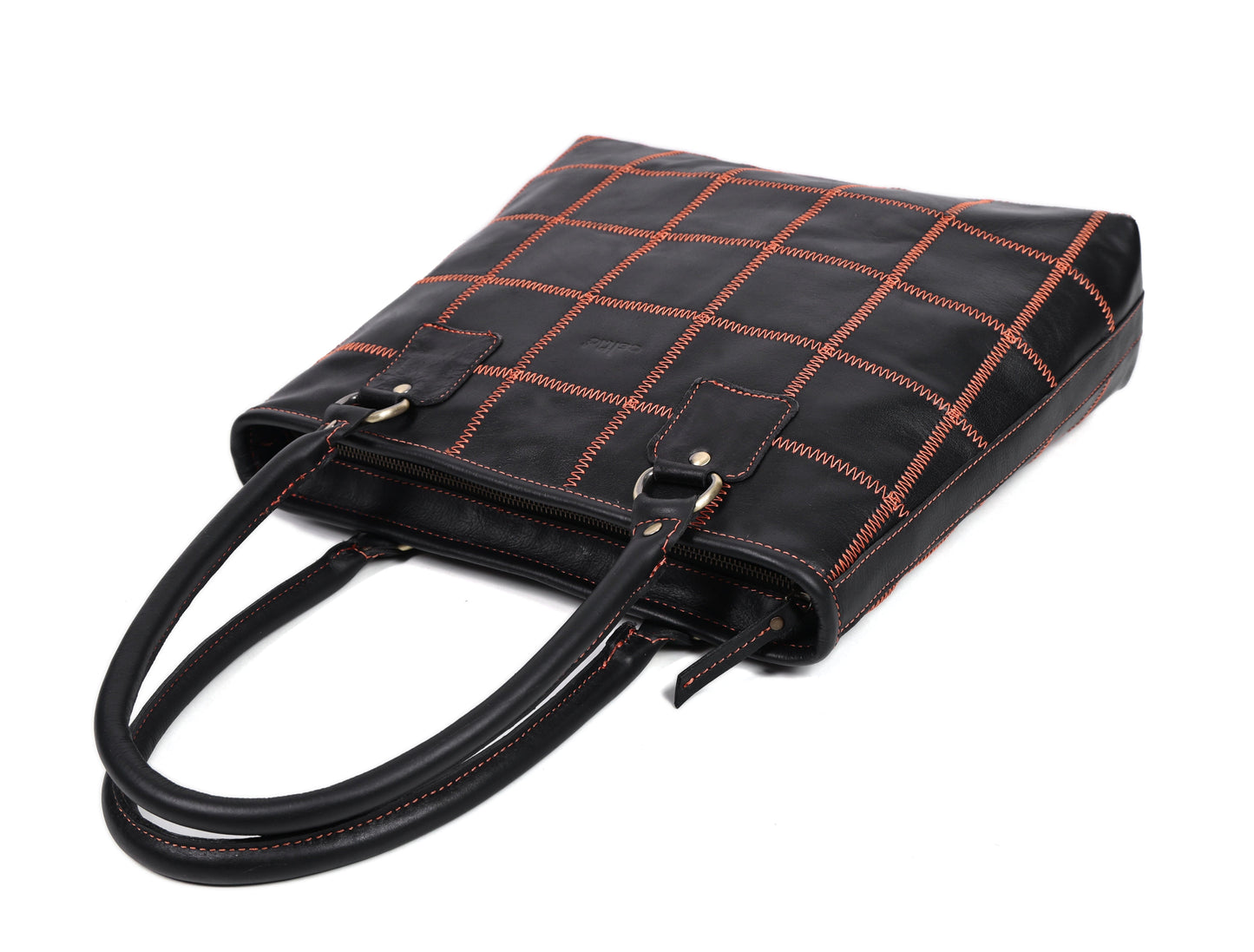"Bold Fusion: Black Tote Bag with Orange Stitching - Elevate Your Style with Vibrant Contrast"  Art: BG-1143-Z Pack of 25