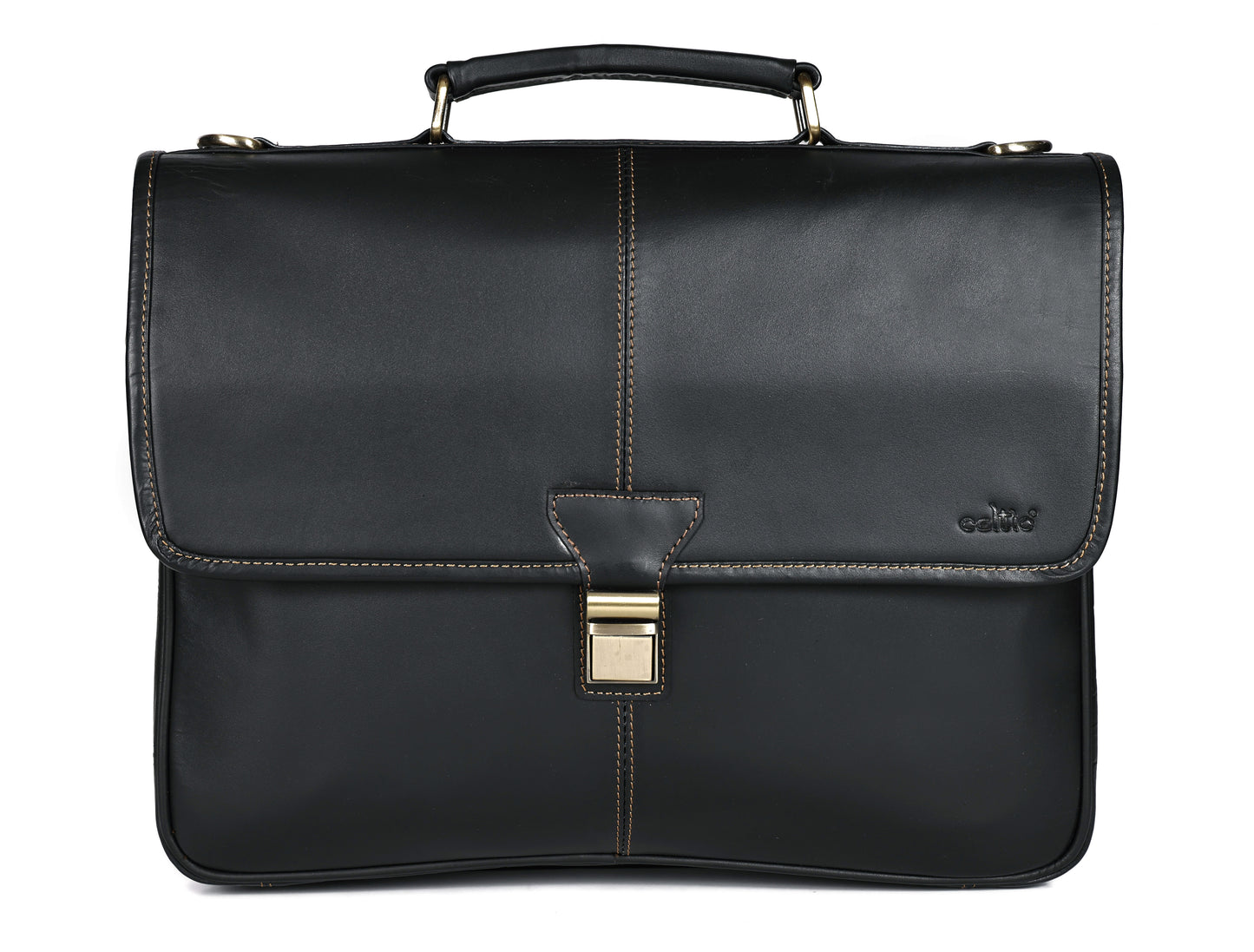 Handcrafted Black Laptop Bag: Brush Antique Fittings, Tan Stitching, and Unmatched Sophistication, Art: BG-1700 Pack of 25