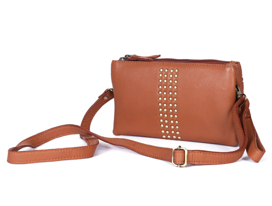 Effortless Elegance: Tan Soft Leather Sling Bag for Stylish Convenience. Art: BG-1584 Pack of 25