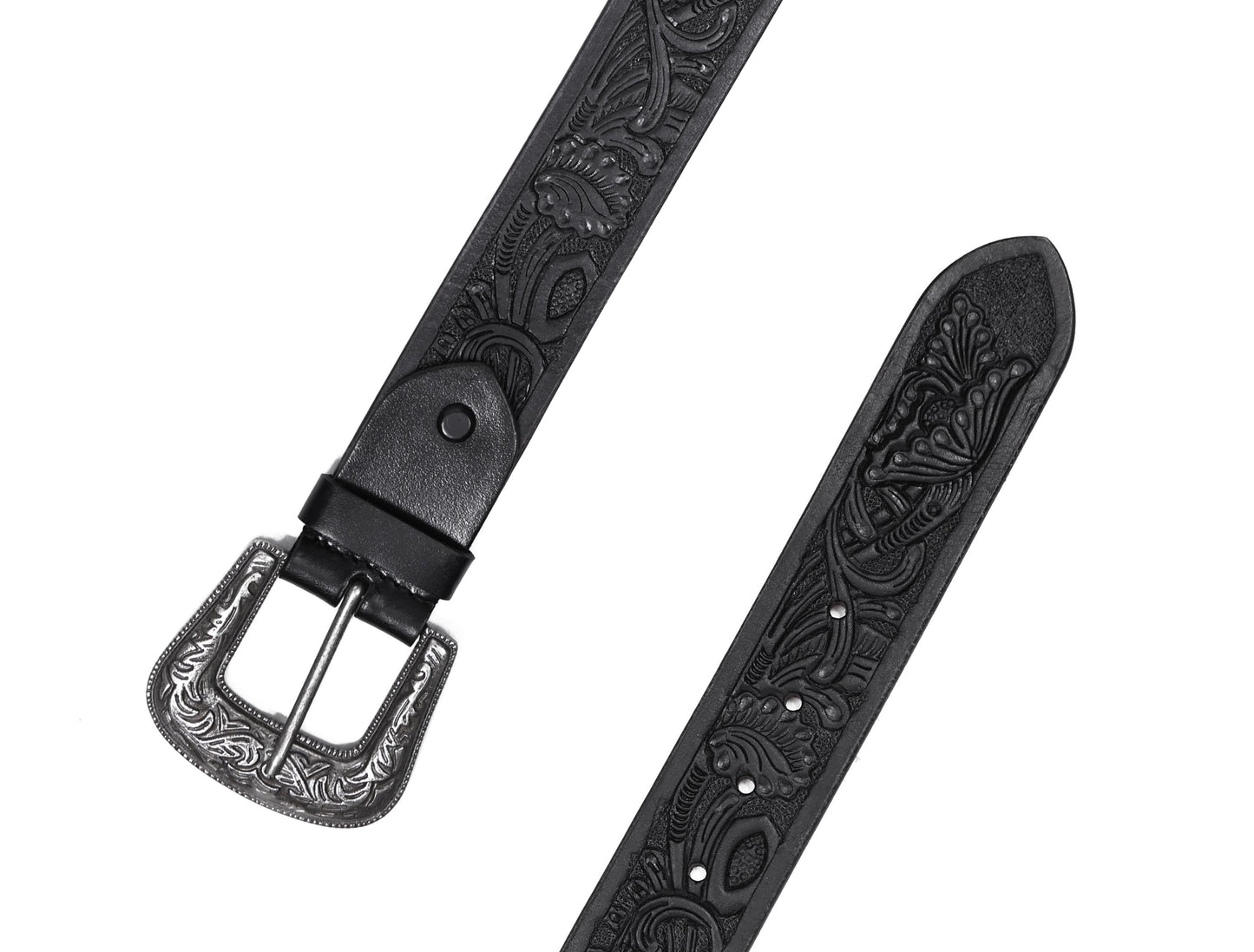 "Sophisticated Craftsmanship: Hand-Carved Black Leather Belts" Art: LB-815 Pack of 50