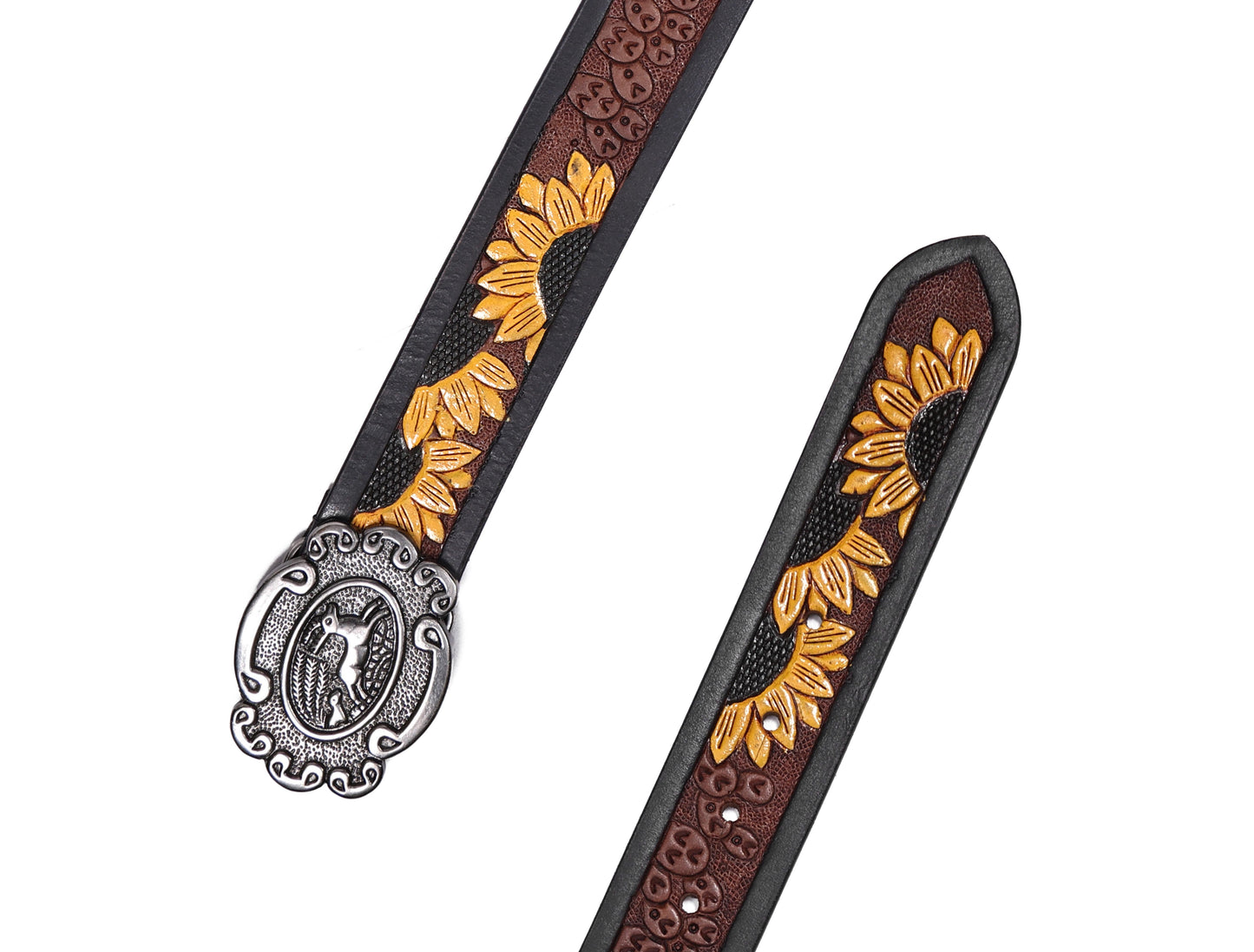 "Vibrant Elegance: Hand-Carved Yellow Leather Belts" Art: LB-816 Pack of 50