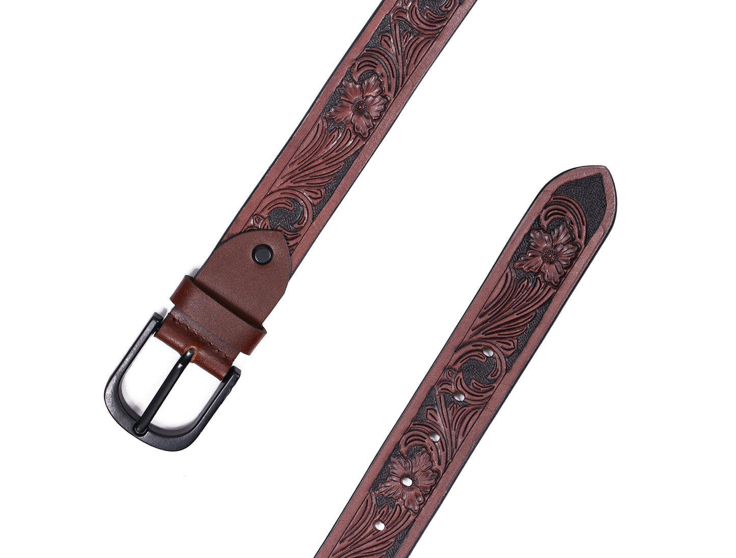 "Bespoke Elegance: Brown Hand Carving Leather Belt for Timeless Style" Art: LB-807 Pack of 50