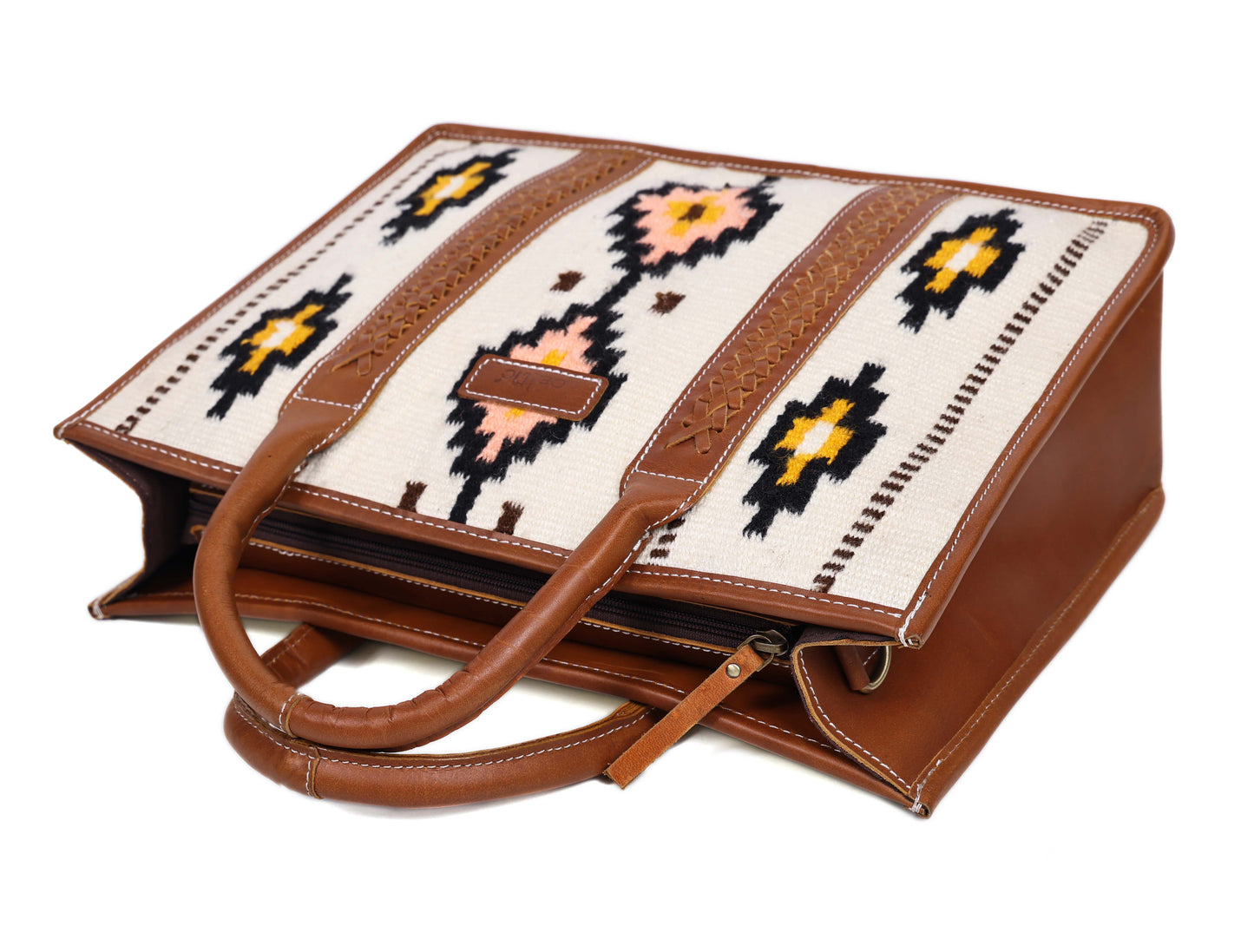 Brown Tote Bag with High-Quality Fabric and Leather, Art: BG-1752 Pack of 25