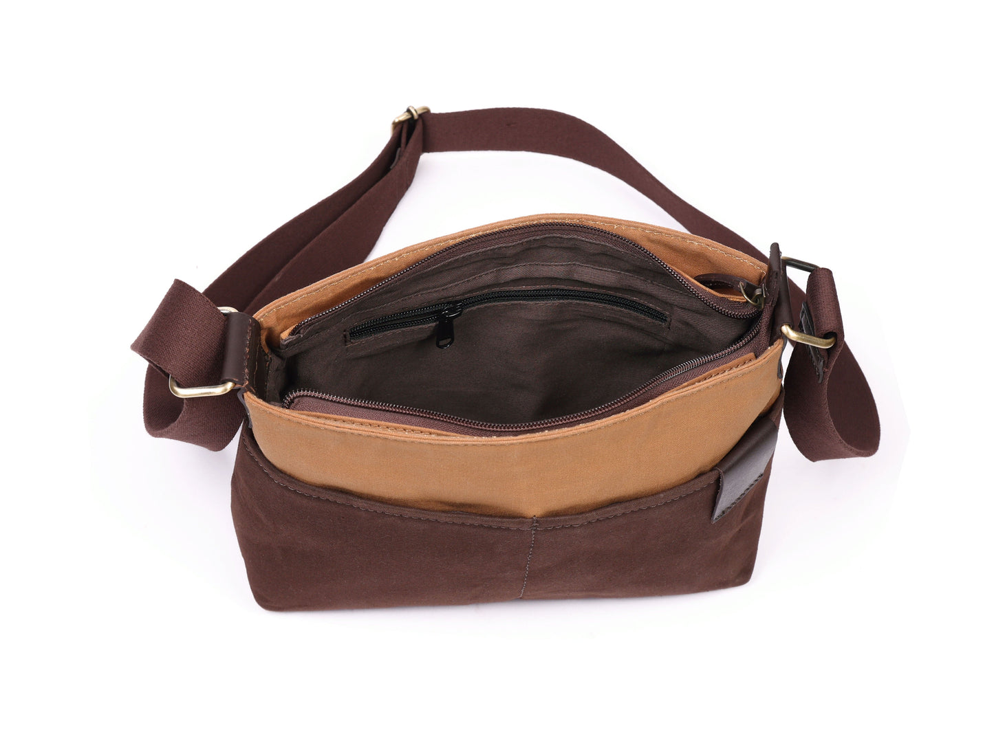 Brown and Tan Canvas Sling Bag - A Stylish and Functional Companion, Art: BG-1745 Pack of 50