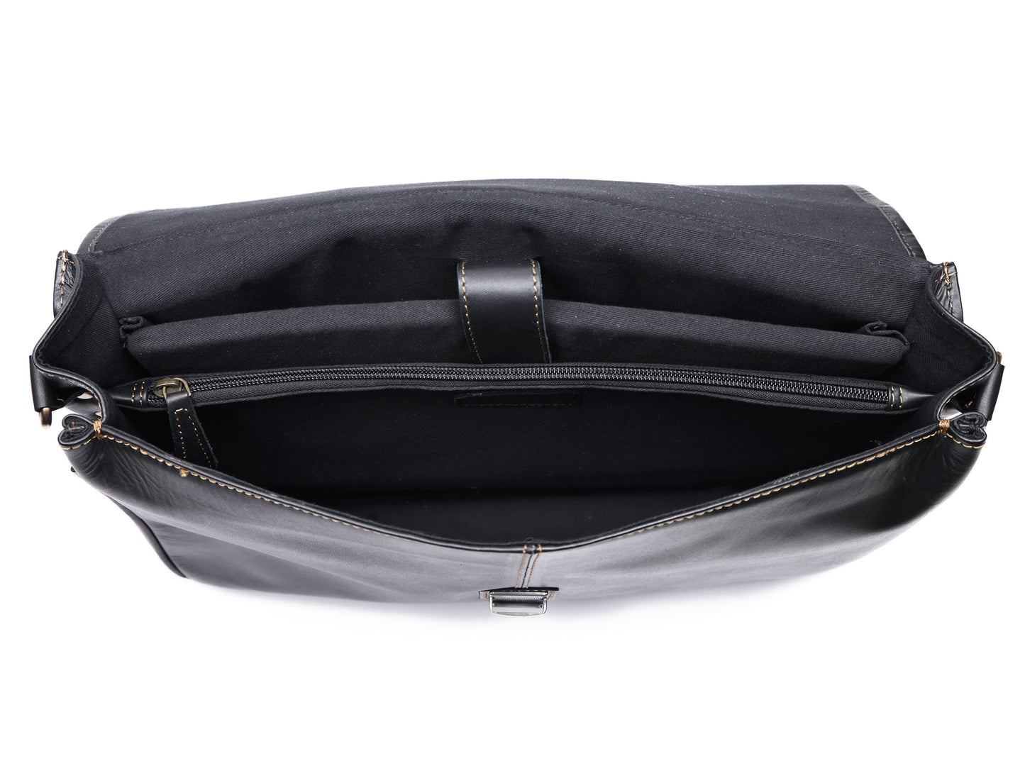 Handcrafted Black Laptop Bag: Brush Antique Fittings, Tan Stitching, and Unmatched Sophistication, Art: BG-1700 Pack of 25