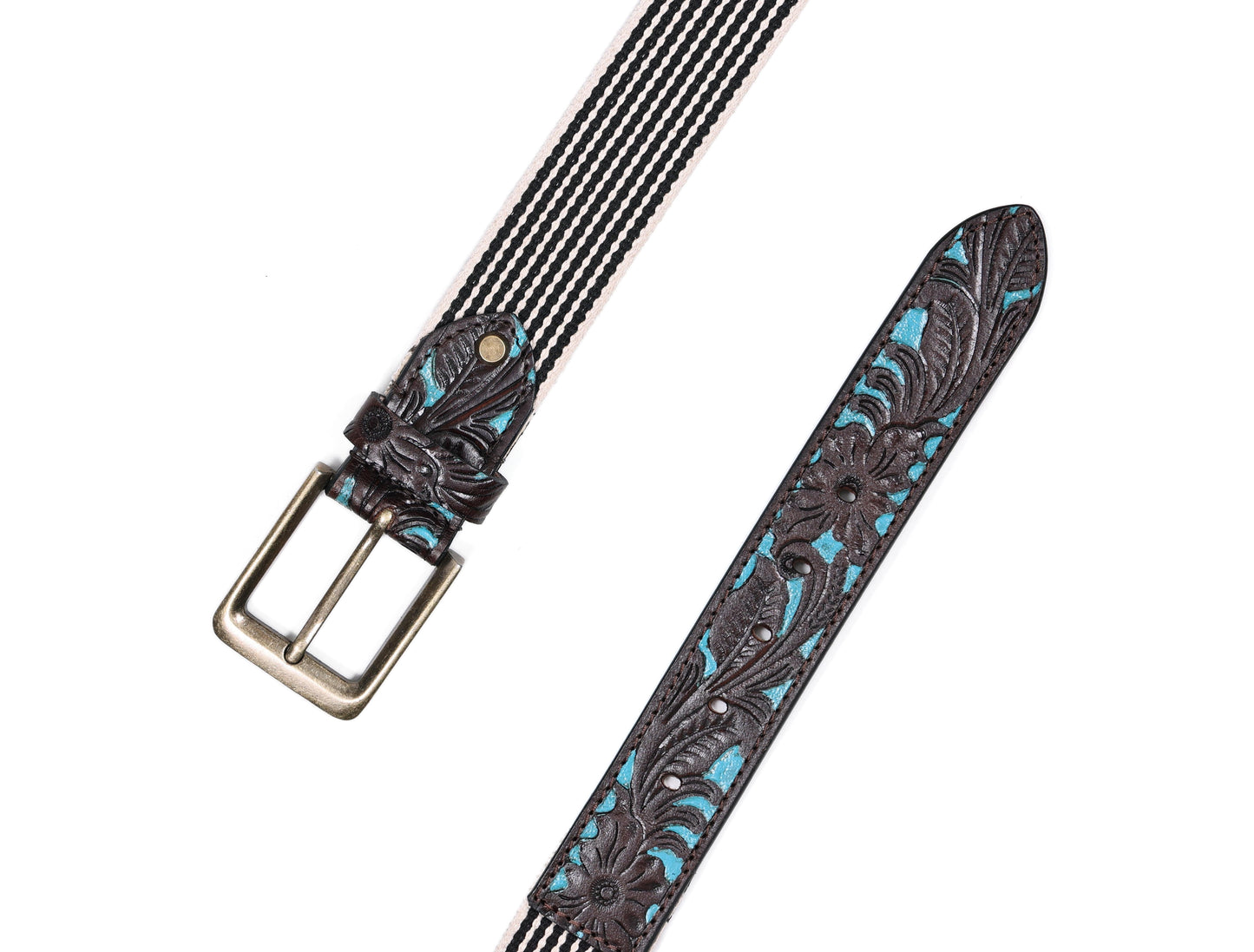 Artisan Elegance:  Leather Hand-Tooled and Webbing Belt. Art: LB-825 Pack of 50