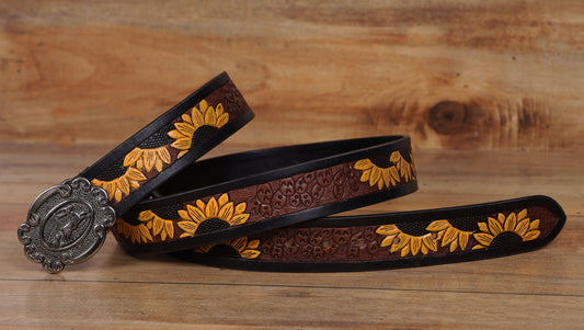 "Vibrant Elegance: Hand-Carved Yellow Leather Belts" Art: LB-816 Pack of 50