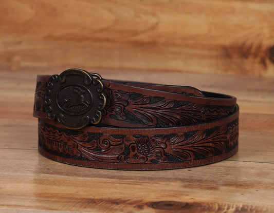 "Hand-Carved Leather Belts: Timeless Elegance"  Art: LB-809 Pack of 50