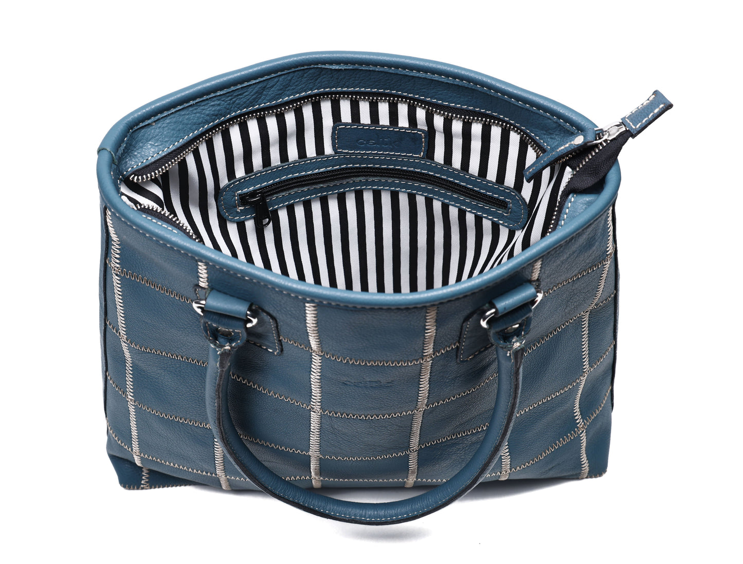 "Chic Blue Tote: Elevate Your Style with Trendy Leather Accents."  Art: BG-1518-Z Pack of 25