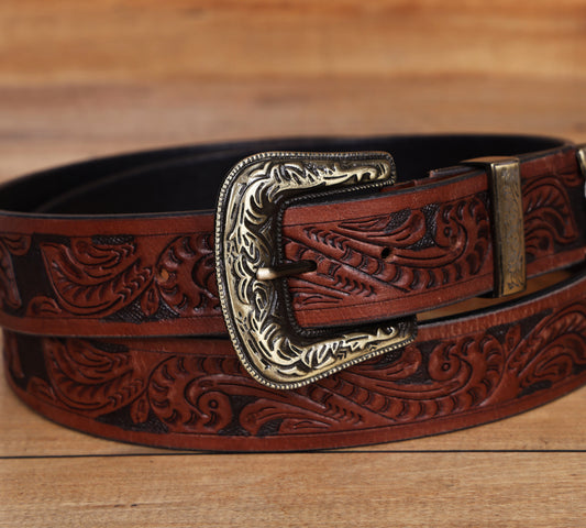 "Artisanal Mastery: Hand-Carved Leather Belts for Timeless Style" Art: LB-811 Pack of 50