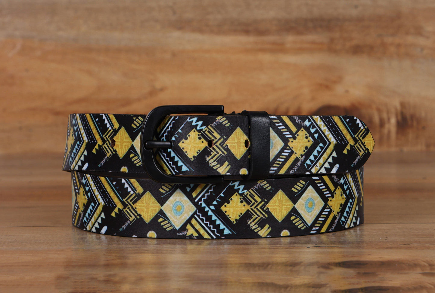 "Vibrant Chic: Stand Out with Leather Yellow Printing Belts" Art: LB-819 Pack of 50