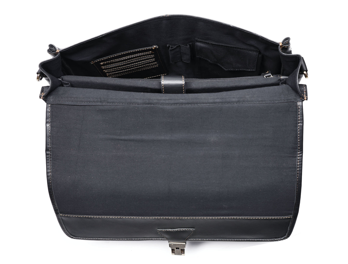 Handcrafted Black Laptop Bag: Brush Antique Fittings, Tan Stitching, and Unmatched Sophistication, Art: BG-1700 Pack of 25