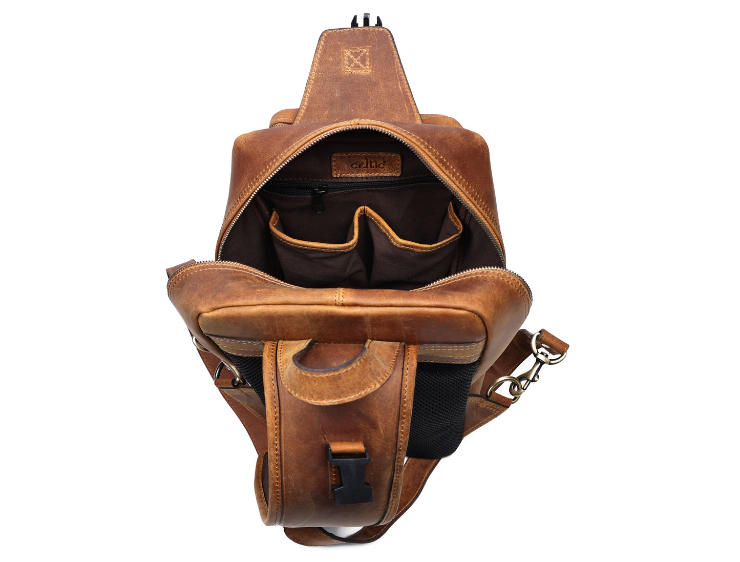 Premium Brown Leather Crossbody Bag, Art: BG-1616 Pack of 25
