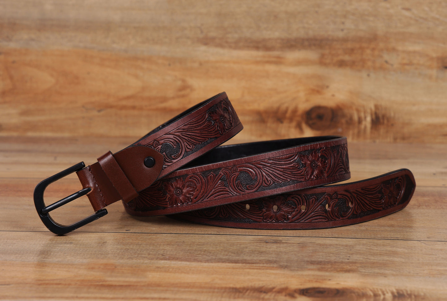 "Bespoke Elegance: Brown Hand Carving Leather Belt for Timeless Style" Art: LB-807 Pack of 50