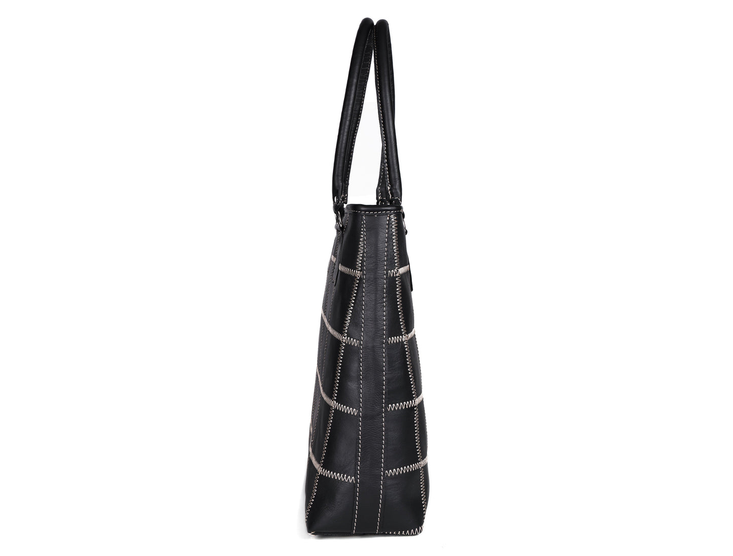 "Chic Contrast: Black Tote Bag with White Stitching for Timeless Style" Art: BG-1142-Z Pack of 25