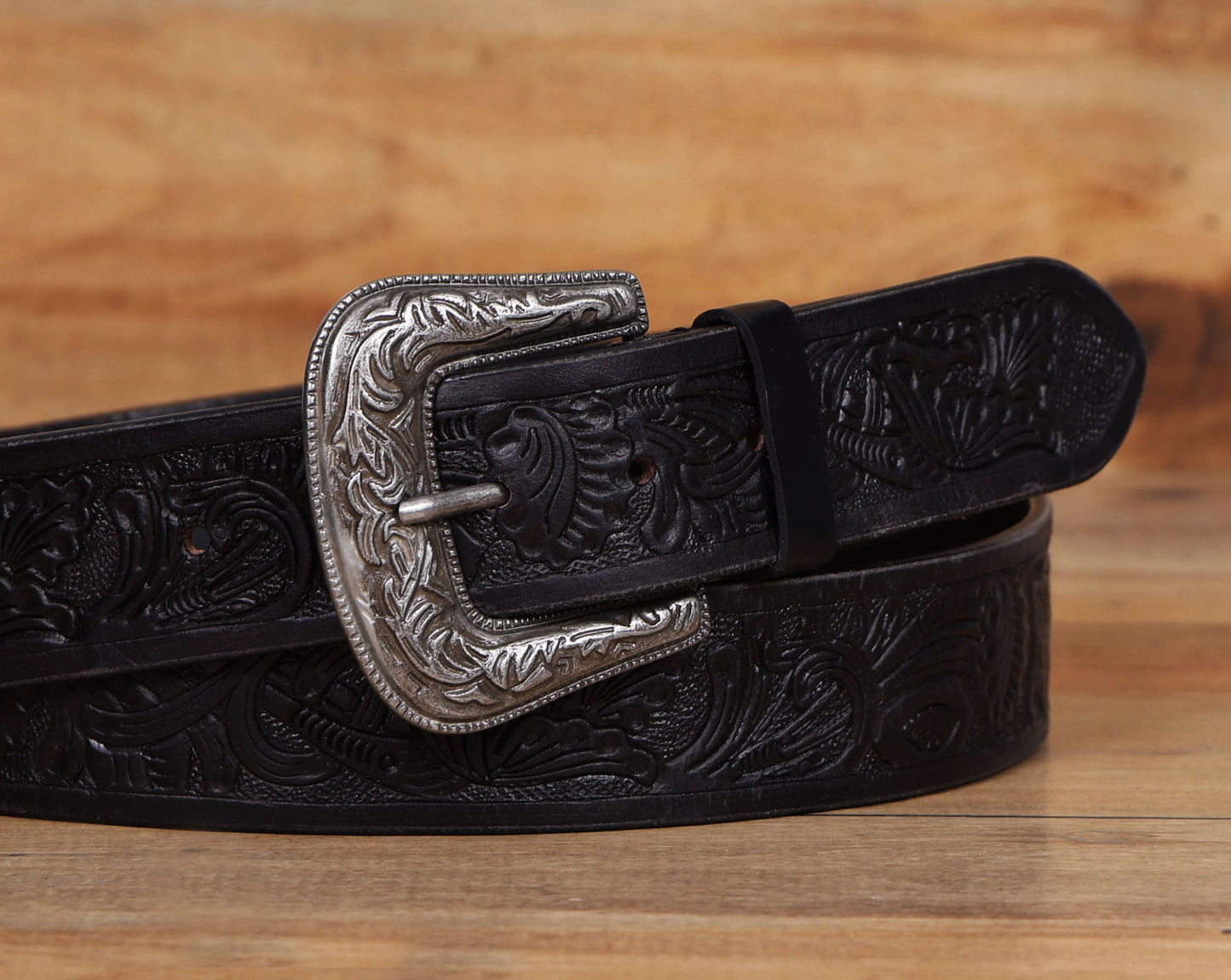 "Sophisticated Craftsmanship: Hand-Carved Black Leather Belts" Art: LB-815 Pack of 50