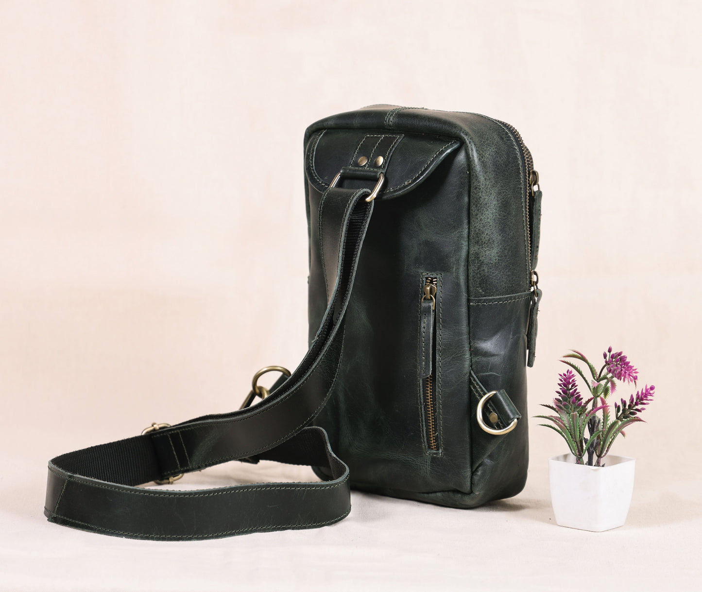 Brown Small Crossbody Leather Bag" Art: BG-1617 Pack of 25