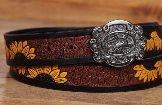 "Vibrant Elegance: Hand-Carved Yellow Leather Belts" Art: LB-816 Pack of 50