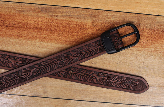 "Artisanal Elegance: Hand-Carved Leather Belts for Timeless Appeal" Art: LB-812 Pack of 50