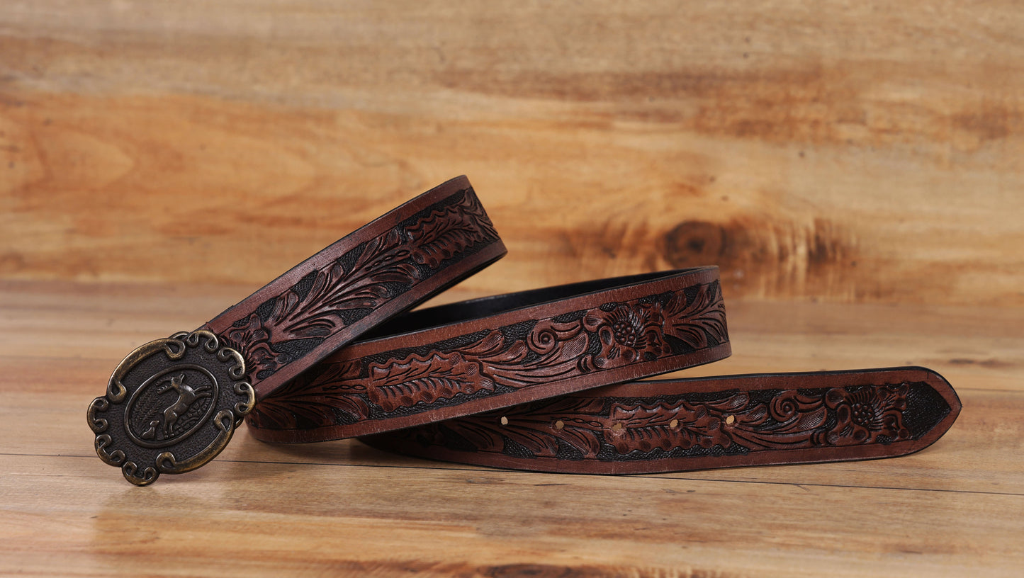 "Hand-Carved Leather Belts: Timeless Elegance"  Art: LB-809 Pack of 50
