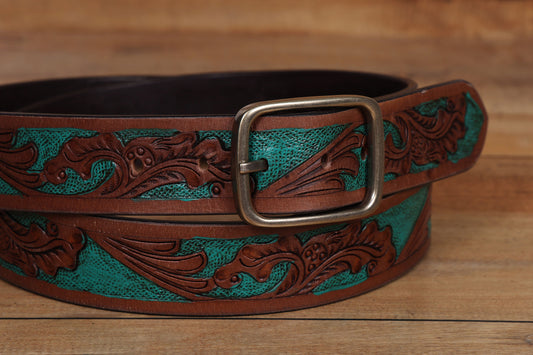 "Exquisite Hand-Carved Leather Belts: Elevate Your Style with Artisanal Excellence"  Art:LB-808 Pack of 50