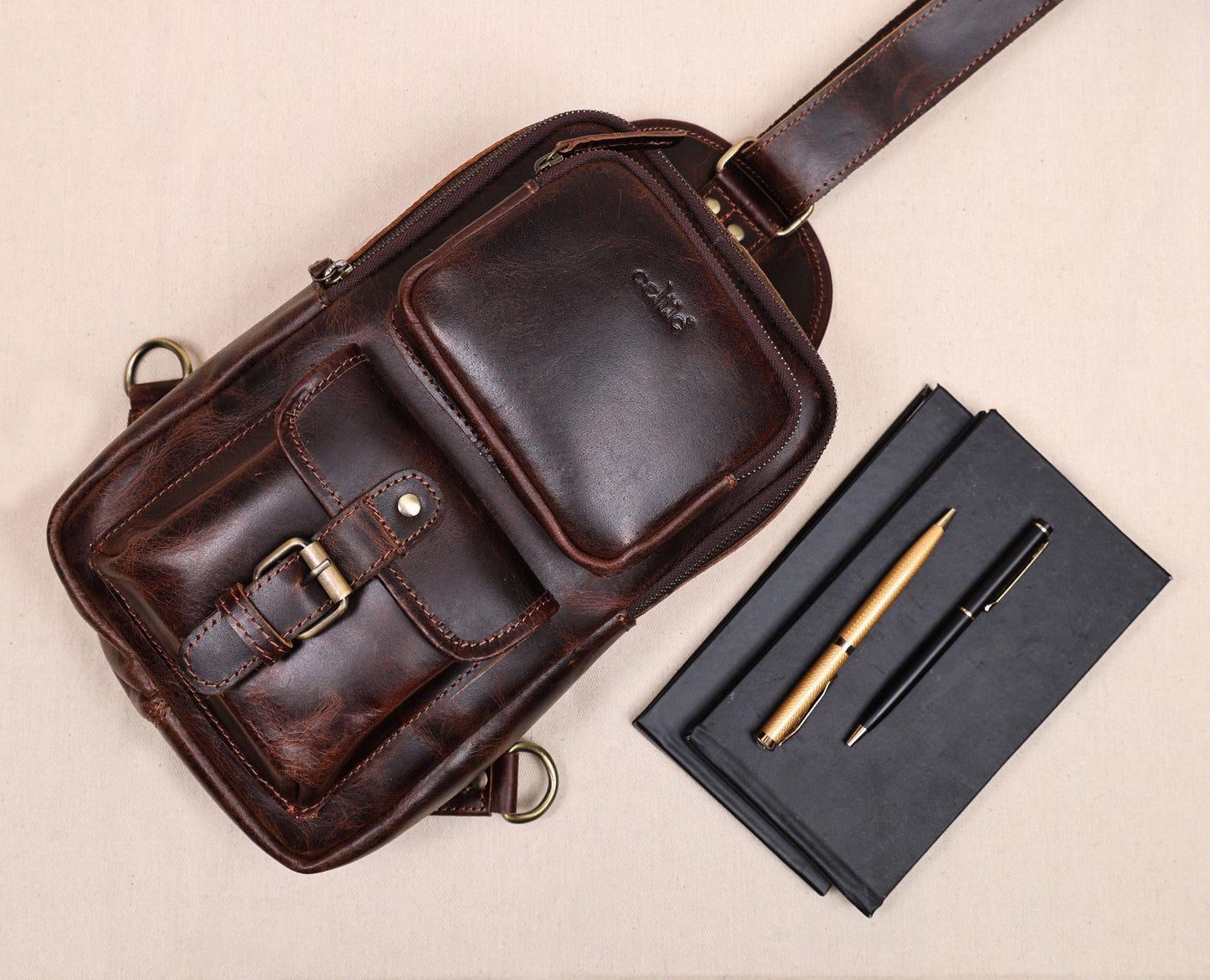 Brown Small Crossbody Leather Bag" Art: BG-1617 Pack of 25