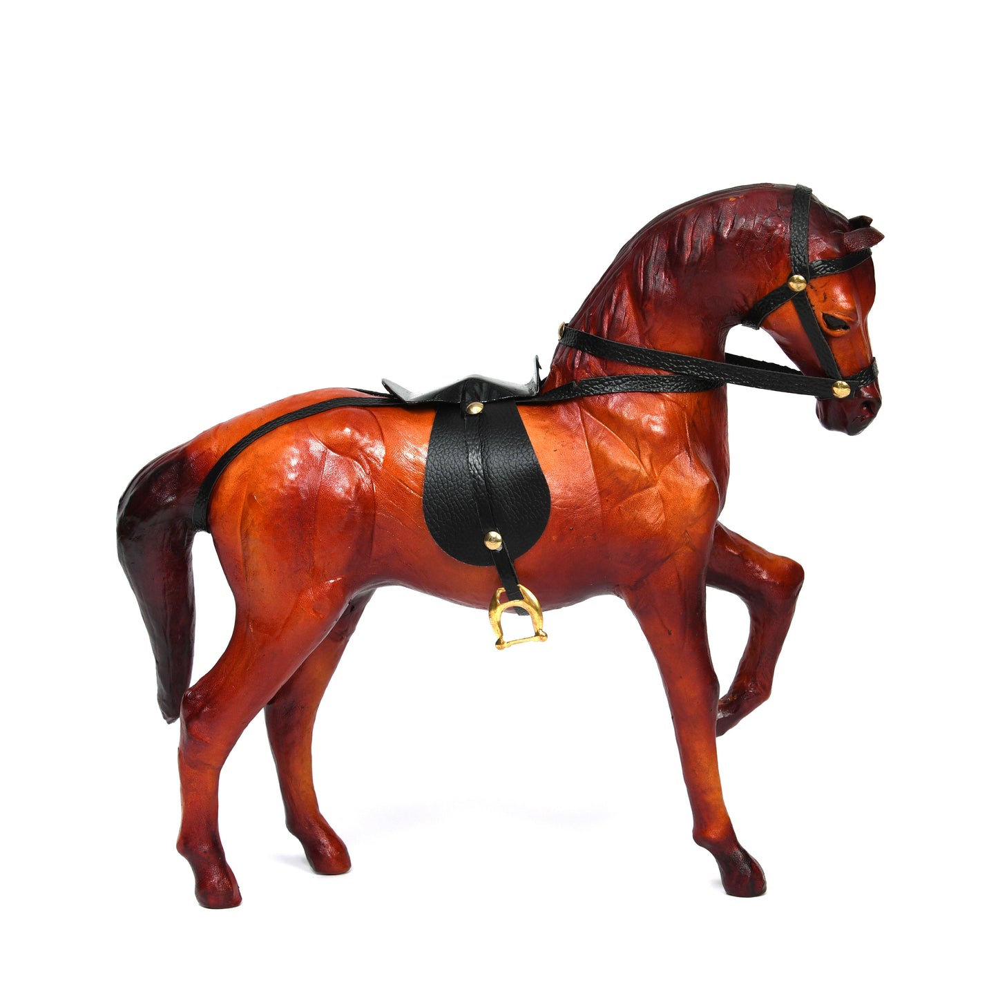 Exquisite Handcrafted Walking Leather Horse Showpiece for Elegant Office&Home Decor, ART:-LA-01 Pack of 50