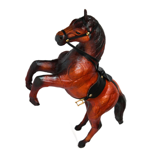 Exquisite Handicraft Rearing Leather Horse Showpiece for Elegant Decor, ART:-LA-03 Pack of 50