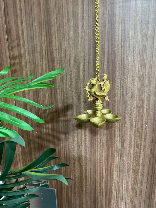 Brass Hangings Peacock Style With Heavy Bells Exclusive Creations Tamrapatra Pack of 25