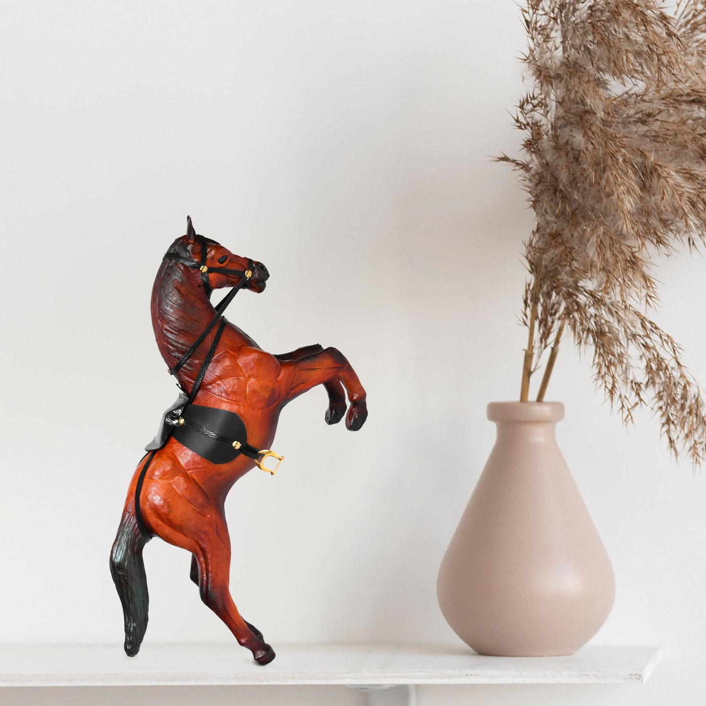 Exquisite Handicraft Rearing Leather Horse Showpiece for Elegant Decor, ART:-LA-03 Pack of 50