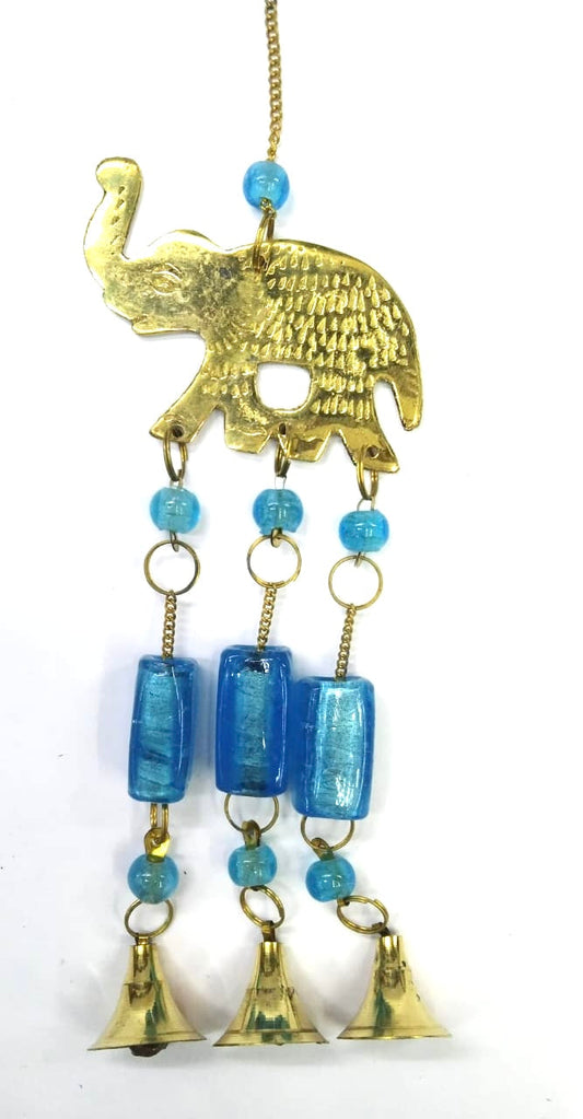 Elephant Hanging Brass With Colorful Stone & Bells Chime Handicraft Tamrapatra Pack of 50